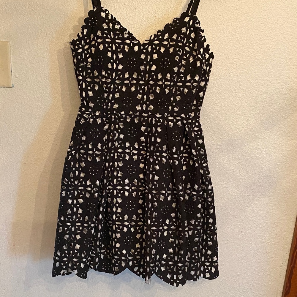 Solstice Black Lace-Overlay Mini Dress